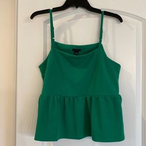 Ann Taylor Peplum Adjustable Strap Tank, size M, Emerald Green